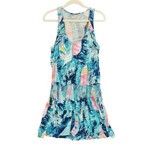 LILLY PULITZER Women's Tideline SPARKLING BLUE HEY BAY BAY Smocked Dress Small